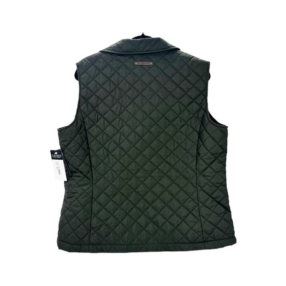 Lauren Ralph Lauren Crest-Patch Diamond Quilted Vest Olive Green Size XL NWT - Picture 5 of 13